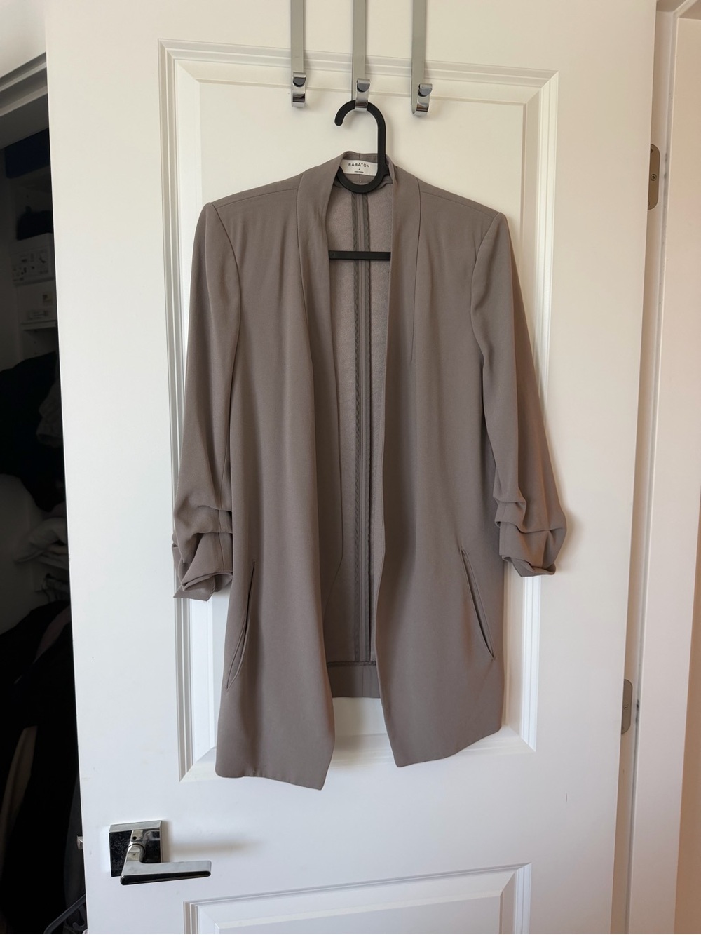 Babaton Taupe Lightweight Open-Front Blazer